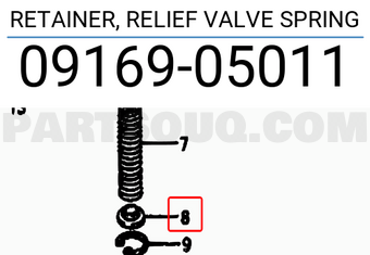 Suzuki 0916905011 RETAINER, RELIEF VALVE SPRING