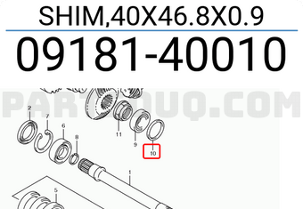 Suzuki 0918140010 SHIM,40X46.8X0.9