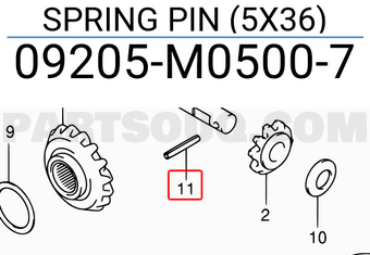 Suzuki 09205M05007 SPRING PIN (5X36)