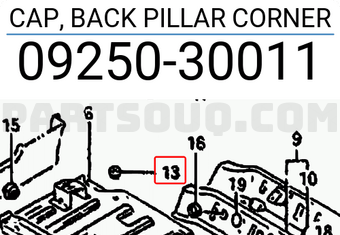 Suzuki 0925030011 CAP, BACK PILLAR CORNER