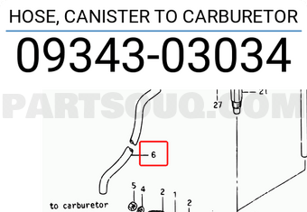 Suzuki 0934303034 HOSE, CANISTER TO CARBURETOR