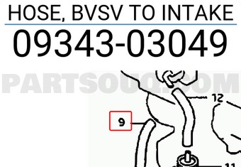 Suzuki 0934303049 HOSE, BVSV TO INTAKE
