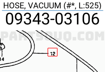 Suzuki 0934303106 HOSE, VACUUM (#*, L:525)