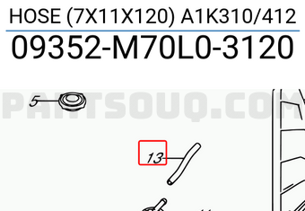 Suzuki 09352M70L03120 HOSE (7X11X120) A1K310/412