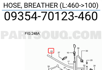 Suzuki 0935470123460 HOSE, BREATHER (L:460->100)