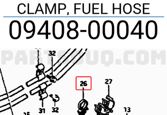 Suzuki 0940800040 CLAMP, FUEL HOSE
