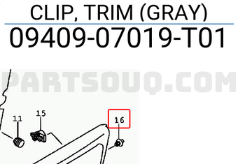 Suzuki 0940907019T01 CLIP, TRIM (GRAY)