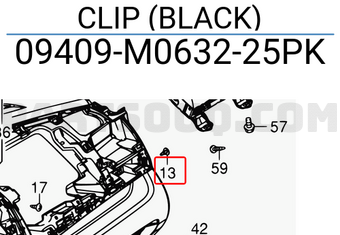 Suzuki 09409M063225PK CLIP (BLACK)
