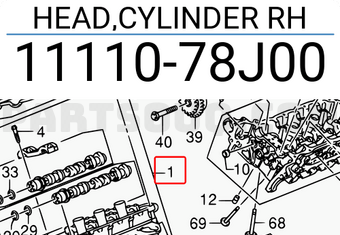 Suzuki 1111078J00 HEAD,CYLINDER RH