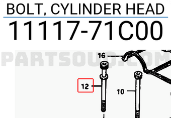 Suzuki 1111771C00 BOLT, CYLINDER HEAD