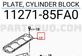 Suzuki 1127185FA0 PLATE, CYLINDER BLOCK