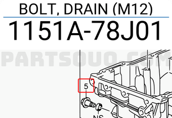 Suzuki 1151A78J01 BOLT, DRAIN (M12)