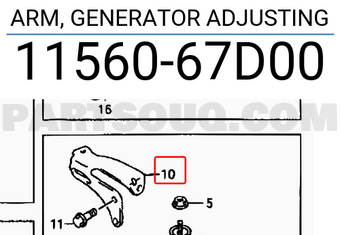 Suzuki 1156067D00 ARM, GENERATOR ADJUSTING