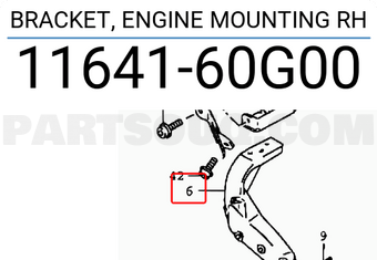 Suzuki 1164160G00 BRACKET, ENGINE MOUNTING RH