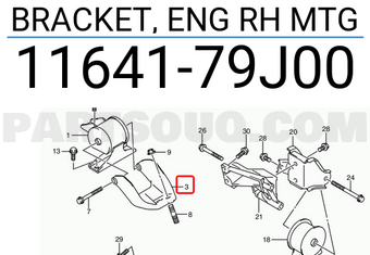 Suzuki 1164179J00 BRACKET, ENG RH MTG