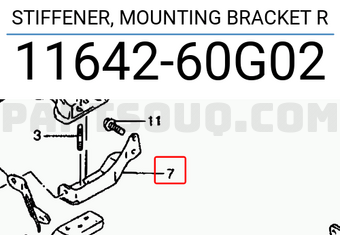 Suzuki 1164260G02 STIFFENER, MOUNTING BRACKET R