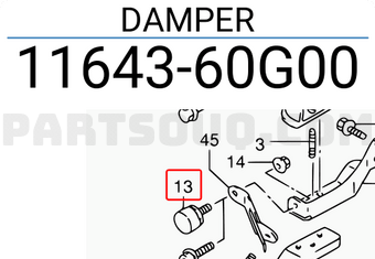 Suzuki 1164360G00 DAMPER