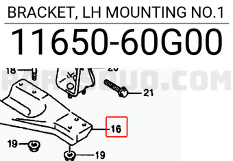 Suzuki 1165060G00 BRACKET, LH MOUNTING NO.1