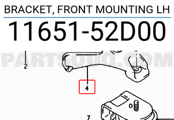 Suzuki 1165152D00 BRACKET, FRONT MOUNTING LH