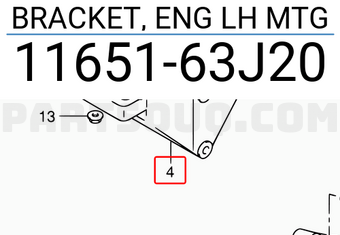 Suzuki 1165163J20 BRACKET, ENG LH MTG