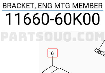 Suzuki 1166060K00 BRACKET, ENG MTG MEMBER