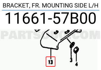 Suzuki 1166157B00 BRACKET, FR. MOUNTING SIDE L/H
