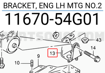 Suzuki 1167054G01 BRACKET, ENG LH MTG NO.2
