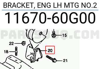 Suzuki 1167060G00 BRACKET, ENG LH MTG NO.2