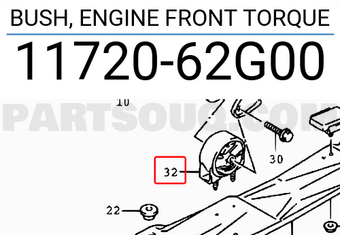 Suzuki 1172062G00 BUSH, ENGINE FRONT TORQUE