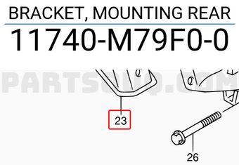 Suzuki 11740M79F00 BRACKET, MOUNTING REAR