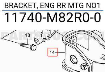 Suzuki 11740M82R00 BRACKET, ENG RR MTG NO1