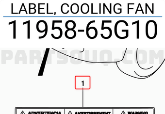 Suzuki 1195865G10 LABEL, COOLING FAN