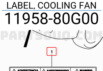 Suzuki 1195880G00 LABEL, COOLING FAN