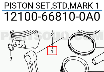 Suzuki 12100668100A0 PISTON SET,STD,MARK 1