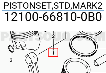 Suzuki 12100668100B0 PISTONSET,STD,MARK2
