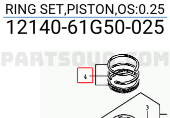 Suzuki 1214061G50025 RING SET,PISTON,OS:0.25