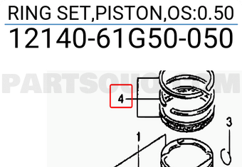 Suzuki 1214061G50050 RING SET,PISTON,OS:0.50
