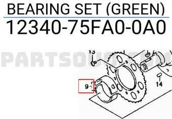 Suzuki 1234075FA00A0 BEARING SET (GREEN)