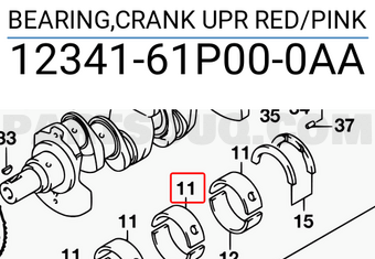 Suzuki 1234161P000AA BEARING,CRANK UPR RED/PINK