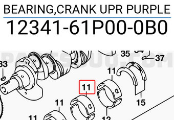 Suzuki 1234161P000B0 BEARING,CRANK UPR PURPLE