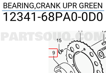 Suzuki 1234168PA00D0 BEARING,CRANK UPR GREEN