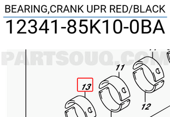 Suzuki 1234185K100BA BEARING,CRANK UPR RED/BLACK