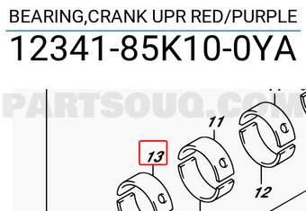 Suzuki 1234185K100YA BEARING,CRANK UPR RED/PURPLE