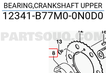 Suzuki 12341B77M00N0D0 BEARING,CRANKSHAFT UPPER