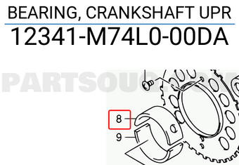 Suzuki 12341M74L000DA BEARING, CRANKSHAFT UPR