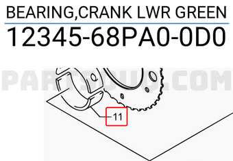 Suzuki 1234568PA00D0 BEARING,CRANK LWR GREEN