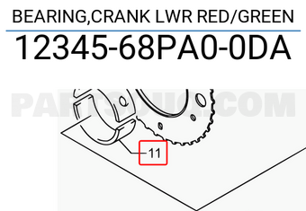 Suzuki 1234568PA00DA BEARING,CRANK LWR RED/GREEN