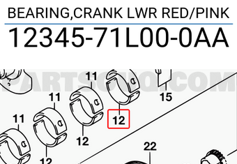 Suzuki 1234571L000AA BEARING,CRANK LWR RED/PINK