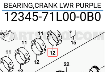 Suzuki 1234571L000B0 BEARING,CRANK LWR PURPLE