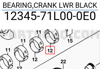 Suzuki 1234571L000E0 BEARING,CRANK LWR BLACK